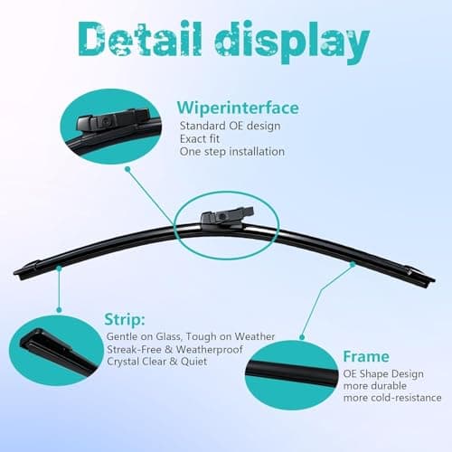 Automotive Replacement Windshield Wiper Blades 26"+19" for Tesla Model 3 2017-2023, Durable All-Season Wiper Blades, Essential Tesla Model 3 Accessories - Thumbnail 3