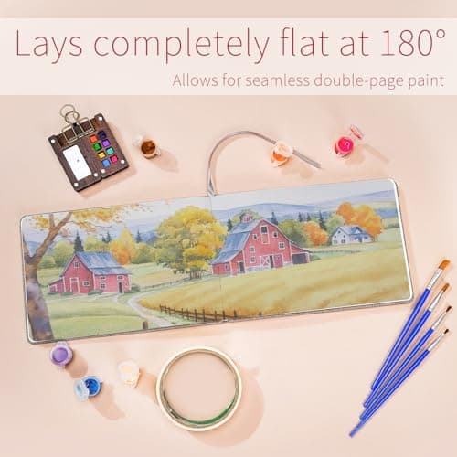 Vienrose 2 Pack Watercolor Sketchbook, 5.5"x8.2" Watercolor Journal with 24 Sheets 140 LB (300 GSM) Cotton Watercolor Paper, Grey Linen Cover Water Coloring Sketch Book - Thumbnail 6
