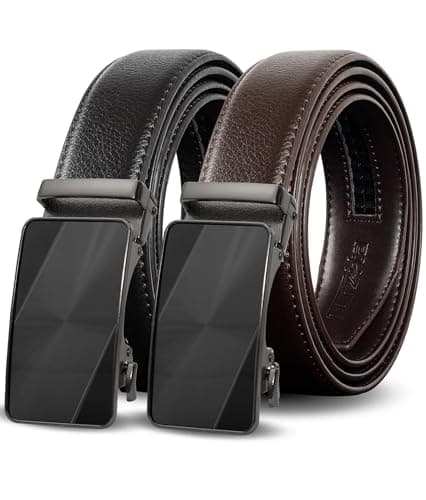 Truyis Leather Ratchet Belts For Men 2 Pack,Slide Ratcheting Belt,Adjustable Click Dress Belt - Image 1