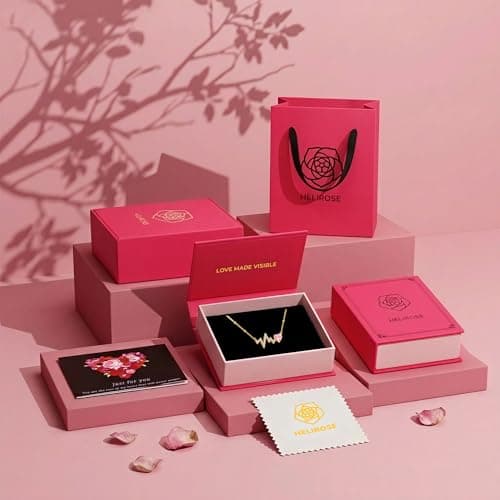 Helirose Jewelry, Birthday Gifts for Women, Unique Gifts for Women, Thoughtful Presents for Mothers, Gifts for Sisters, Heartbeat Necklace with Birthstone (3 Colors ), Perfect for Birthdays, Anniversary, Mother's Day, Friendship Necklace, Meaningful Jewelry (Pink) - Thumbnail 6