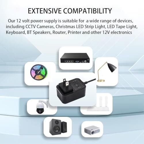 12V Power Supply 2A 12 Volt AC Adapter 100-240v 50-60hz Switching Adapter with 5.5 x 2.1mm DC Plug and 8 Tips Power Cord for LED Strip Light, CCTV Camera, Router, BT Speaker DC12V Transformer 1.5m - Thumbnail 6