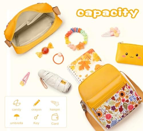 WOOMADA 2pcs Canvas Bag Crossbody Purses Cross Body Bag Messenger Bag CrossBody Purse Set(Yellow Daisy) - Thumbnail 4