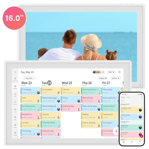 16" Smart Digital Calendar, Wall Desk Mount Planner with Google iCloud Sync, Touchscreen Family Organizer for Chore Chart, Meal Planning & Task Rewards（White） - Image 1