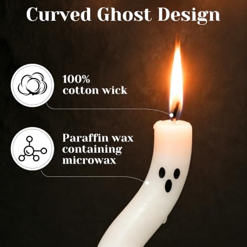 AYGXU Halloween Decorations Indoor-6 Pcs Twisting Ghost Candles with Ribbons Decor,Taper Candles,Halloween centerpieces for Party,Tables,Fireplace Decorations(Candlesticks not Included) - Thumbnail 5