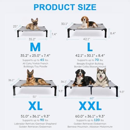 Elevated Dog Bed Raised Cooling Dog Cot for Large Dogs, Portable Indoor & Outdoor Pet Bed with No-Slip Feets Breathable Mesh Pet Bed for Camping Outdoor - Thumbnail 5
