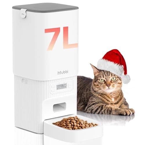 Automatic Cat Feeder - 7L/29 Cups Cat Food Dispenser with Desiccant Bag, 1–6 Meals, Ideal for 2–15mm Dry Food, Auto Pet Feeder with Dual Power Supply, Automatic Dog Feeder for Small Medium Breed