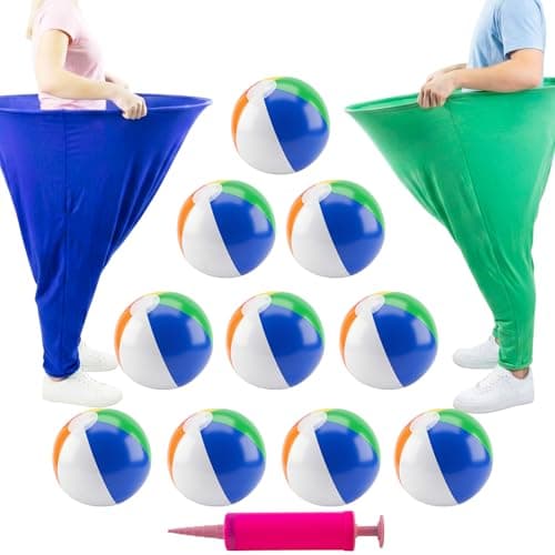 Instant Laughs Granny Pants Yard Game, Oversized Outdoor Party Tossing Easter Games for Adults, Teens & Family - Backyard, BBQ, Birthday, Beach & Team Building Fun Gift Toy with 10 Bouncy Balls & Pump - Image 1