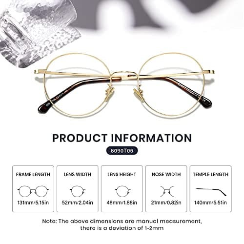 Cyxus Blue Light Glasses for Men and Women, Metal Frame Computer Eyeglasses for Office, Gaming, Reading 8090T06-US - Thumbnail 5