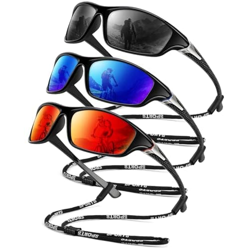 OUKEMAX Polarized Sunglasses-Men Sports Sunglasses: Mens Sunglasses Polarized Running Sun Glasses Driving Fishing 3 Packs - Image 1