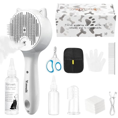 10in1 Pet Spray Brush for Cat & Dog, Hair Health & Grooming Set Includes 100ml Waterless Shampoo, Nail Clippers, Toothbrush, Comb, Cat Scratcher with Catnip, Disposable Cleaning Supplies, Gift-Set - Image 1
