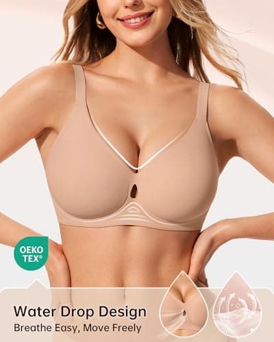 LetsJoli Womens Bras Wireless No Underwire Seamless Push Up Full Coverage Supportive Womens Bralettes Everyday Fashion Bra(Caramel,L) - Thumbnail 2