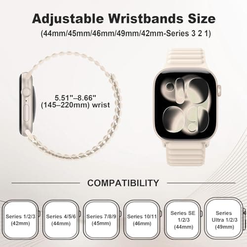 AMKSY Magnetic Sport Bands for Apple Watch Bands for Men Women 44mm 49mm 46mm 42mm 45mm 40mm 41mm 38m, Soft Silicone Strap Wristbands for Apple iWatch Ultra 3 2 1 Series 11 10 9 8 7 6 5 4 SE - Thumbnail 4