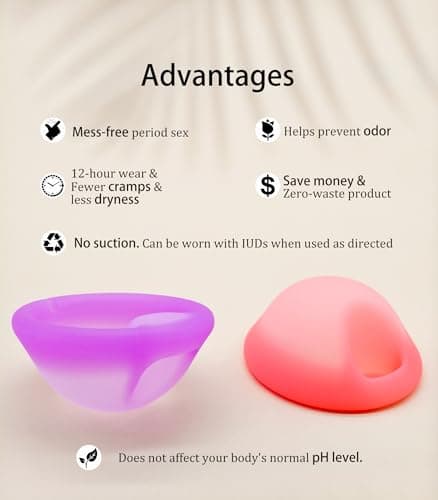 Ginalaia Menstrual Disc, Reusable Medical-Grade Silicone Soft, Flexible, Reusable Period disc for Women - Wear 12 Hours - Removal Notch (Purple+Pink, L+M) - Thumbnail 2