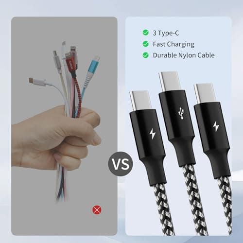 MPATIBY Multi Charging Cable,USB C Splitter Cable,3 in 1 Charging Cord with 3 Type-C Port for iPhone 16 15 Pro Max Galaxy S23 S22 S10 Note 20 Cell Phones Tablets and More,1Pack 5FT - Thumbnail 3