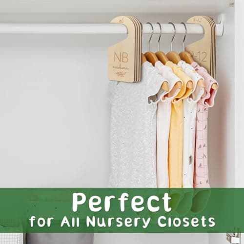 ITDYB Baby Closet Dividers for Clothes Organizer - Wooden Baby Clothes Dividers from Newborn to Toddler, Set of 8 Double-Sided Gender Neutral Baby Clothes Size Dividers 0-24 Months for Nursery Decor - Thumbnail 6