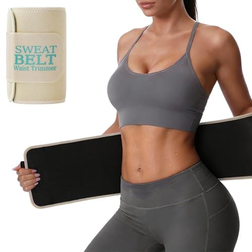 LKV Waist Trainer for Women - Sweat Band for Women Belly Fat - Neoprene Sweat Waist Trainer - Sweat Belt Slimming Body Shaper - Champagne - Image 1