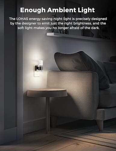 L LOHAS LED Night Light,Dimmable Night Lights Plug into Wall, Acrylic Nightlights with 0-100 LM Adjustable Brightness, 5000K Plug in Night Light with Dusk to Dawn Sensor, for Bathroom Hallway - Thumbnail 6