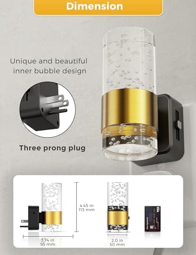 L LOHAS LED Night Lights Plug into wall, Amber Night Light with Adjustable Brightness, Plug in NightLight with Auto Light Sensor, Wall Sconce-Style Design Night Light for Bathroom,Hallway, 2 Pack - Thumbnail 6