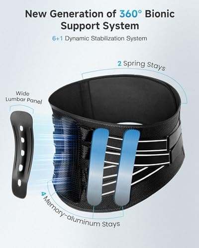 KineApex Back Brace for Lower Back Pain - Wide Lumbar Panel, 7 Stays & 3D Triangle Pad, Breathable Back Support Belt for Men Women for Work, Sciatica, Scoliosis, Herniated Disc Fits 35.5-39.4" Size L - Thumbnail 4