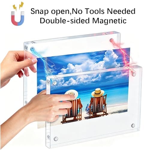 Oubou Acrylic Picture Frames 5 Pack,4X6 Double Sided Magnetic Picture Frames, 10+10mm Thick Block，Clear Freestanding Transparent Acrylic Frames, Gifts for Women Mom Grandma Father Girlfriend Sister (5Pack, 4x6-(5Pack)) - Thumbnail 6