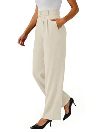 keriffe Womens Wide Leg Dress Pants Stretchy High Waisted Work Trousers - Image 1