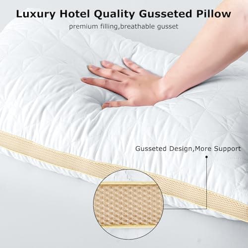 mislili Cooling Pillows King Size Set of 2, Luxury Hotel Quality King Pillow 2 Pack, Gusseted Down Alternative Bed Pillows for Sleeping, Supportive and Comfortable, Machine Washable - Thumbnail 3