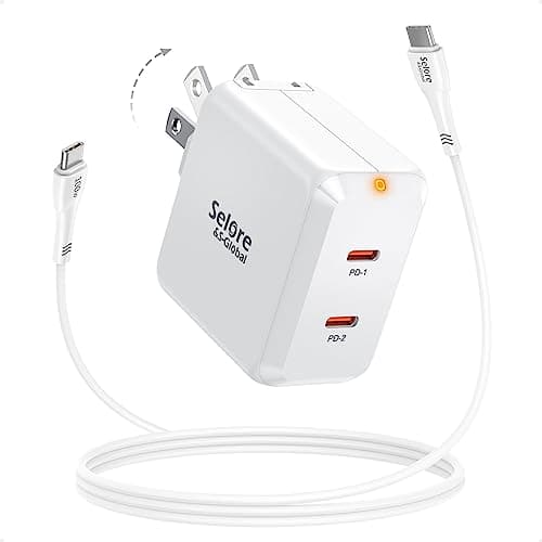 SELORE USB C Charger, 67W 2 Ports GaN Fast Charger Block, Compact Foldable Wall Charger with 100W Type C Charger Cable for MacBook Pro/Air, iPhone 17/16/15, iPad Pro, Galaxy S25/S24, Pixel etc