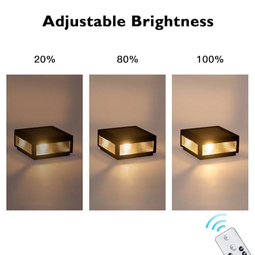 PAKEDANDUN Solar Post Light,11.81''x11.81'' Waterproof Column Pillar Lights Dusk to Dawn Modern Lamp Posts 3000K LED E26 Bulb Decoration Lantern for Garden Fence Patio Driveway - Thumbnail 2
