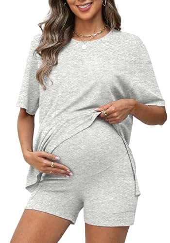 Charmo 2 Piece Short Sets for Women 2026 Summer Beach Casual Vacation Outfits Lounge Matching Sets with Pockets Grey S - Image 1