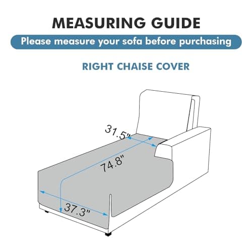 Genina 100% Waterproof Sectional Couch Covers for L Shaped Chaise Lounge Right, Anti-Slip Sectional Cover Furniture Protector Couch Cover for Dogs Pets, 1 Piece (Beige, Right Chaise Cover) - Thumbnail 2