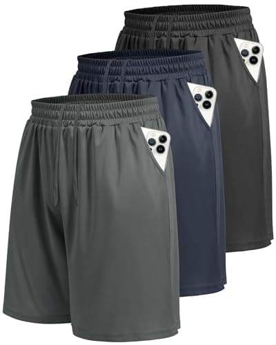 LalaHooK 3 Pack Athletic Gym Mens Shorts - Casual Black Quick Dry Basketball Shorts with Pockets for Workout Running - Image 1