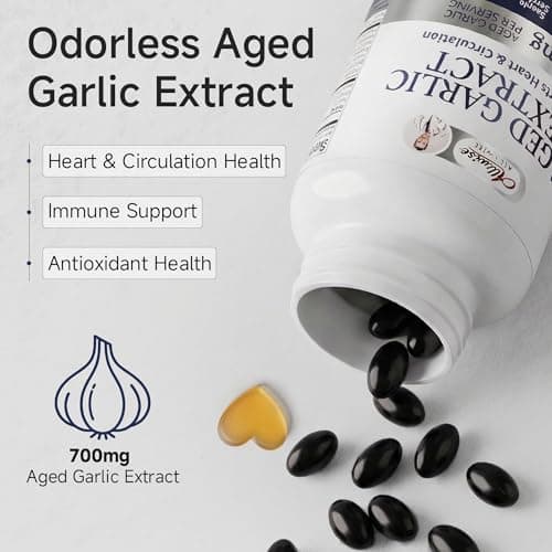 Aged Garlic Extract 700mg, Aged Black Garlic Supplements,Heart Support - Thumbnail 2