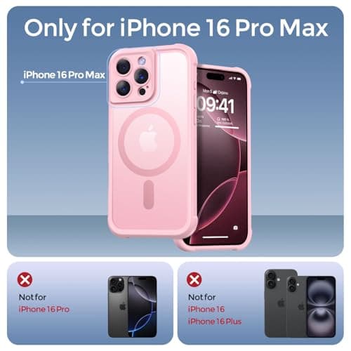 Thomo Magnetic for iPhone 16 Pro Max Case, [Full Camera Protection] [Compatible with Magsafe] Military-Grade Shockproof, Anti-Fingerprint Translucent Matte Phone Case,Pink - Thumbnail 2