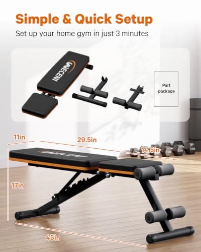 WECENI Adjustable Weight Bench,Adjustable weight bench, Multi-Functional Foldable workout Bench Press with 660 LBS Capacity, Strength Training Equipment gym for Home, Full heavy duty fitness bench gym at home. - Thumbnail 5