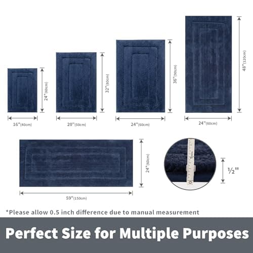 GRANNY SAYS Navy Bathroom Rugs, Bath Mats for Bathroom Non-Slip, Super Soft and Water Absorbent, Extra Large Bath Rugs Washable, Microfiber Bath Rugs for Bath Floor, Tub and Shower, 59" x 24" - Thumbnail 2