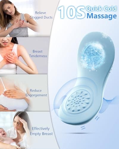 Lactation Massager for Breast Fever, 3 Cooling + 5 Vibration Modes, BPA-Free Cold Compress Breast Massager for Nursing, Pumping, 2-in-1 Hands-Free Massager for Clogged Milk Ducts, Improve Milk Flow - Thumbnail 2