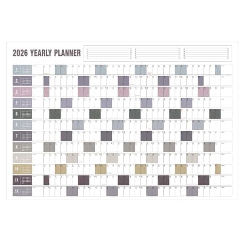Yearly Wall Calendar with Holidays, Full Year Calendar One Page, Annual Year Wall Calendar with Stickers, Horizontal, 23"X 33" (Open), Paper Folded - Image 1