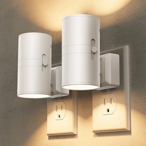 Briignite Night Lights Plug into Wall, Modern LED Night Light Plug in, Dusk to Dawn Sensor, Soft White 3000K, 0-100LM Adjustable Brightness, Dimmable NightLight for Hallway, Bedroom, Stairway, 2 Pack - Image 1