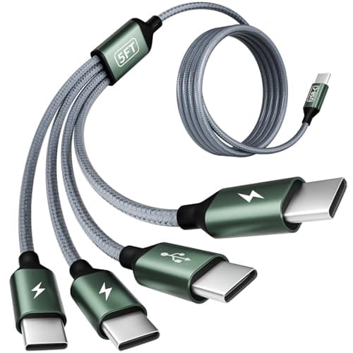 USB C to USB C Cable, Multi Charging Cable with 4 Type-C Connectors, 4 in 1 Charger Cord Type C, Multiple Charger Cord for iPhone 17/16/15, iPad,Galaxy S24/23, Switch, Power Bank, Tablets [5FT] - Image 1