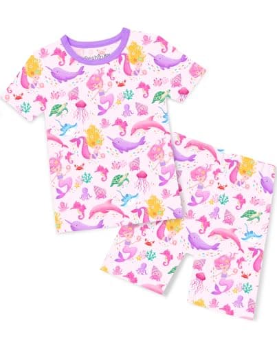 babee Reshinee Toddler Girls Summer Short Sleeve Pajamas Kids Pjs 2-3T Unicorn Mermaid 2pcs - Image 1