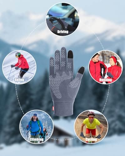 Aegend Lightweight Winter Gloves for Men Women, Warm Running Gloves Touchscreen Thermal Glove Liners for Cold Weather Driving, Cycling & Hiking, Non-Slip, Elastic Cuff, Stretchy, Durable - Thumbnail 5