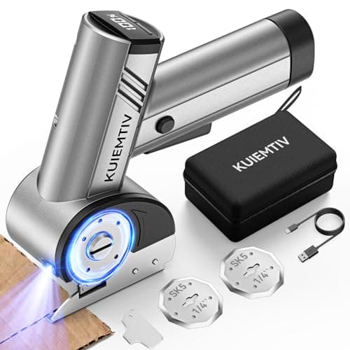 4.2V Cardboard Cutter Electric, 320RPM Cutting Speed Ergonomic Box Cutter Electric with 3 Blades & Storage Bag, LED Display Electric Box Cutter for Cardboard, Carpet, Rope, and Blister Package - Image 1