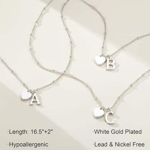 Ritach Initial Necklaces for Women - Silver Necklace Letter E Heart Necklaces for Women Initial Necklace Silver Heart Neckalces for Women Birthday Gifts - Thumbnail 6