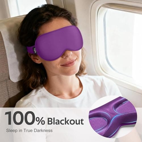 Vynix® Sleep Mask for Women Men - 100% Blackout Eye Masks for Sleep - 3D Soft Sleeping Mask for Side Sleepers - Zero Pressure Lash Extensions Eye Cover Shade for Airplane Travel Essentials, Purple - Thumbnail 2