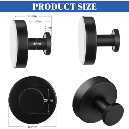 Dntorx Vacuum Suction Cup Hooks, 4 Pack Stainless Steel Suction Hook for Shower Bathroom Towel Hooks Shower Hooks Holders Hanging Towels, Loofah, Robe, Coat(Black) - Thumbnail 3