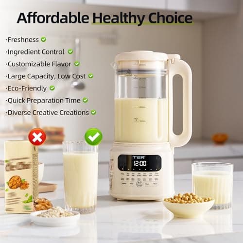 TER Glass Nut Milk Maker Machine for Almond/Oat/Soy Milk with 7 Accessories - Thumbnail 6