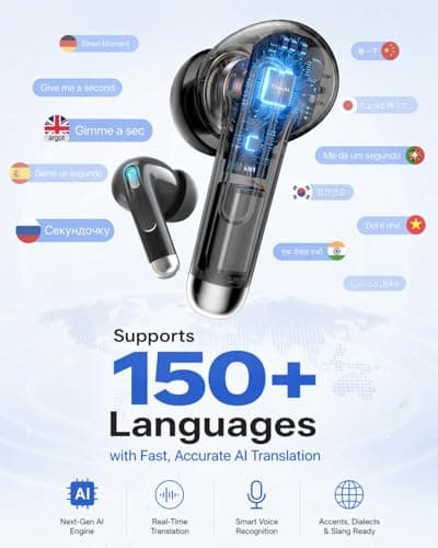 AI Translation Earbuds Real Time, 157 Languages 2-Way Translator Earbuds with Call Translation, 3-in-1 Interpreter, 40H Playtime, Audifonos Traductores Inglés Español for Travel Business Learning - Thumbnail 2