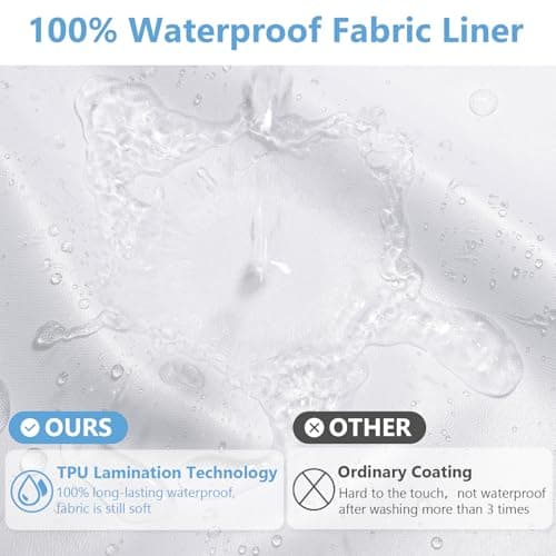 PILOTSHARK No Hook Waffle Weave Shower Curtain with Snap-in Fabric Liner,256GSM Heavy Duty Fabric Shower Curtain Set,Black Waterproof Washable Luxury Shower Curtain for Bathroom Stall (72x75 Inch) - Thumbnail 4