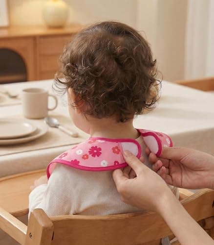 CIVARUA KIDS 3-Pack Waterproof Baby Bibs for Eating - Mess Proof Lightweight Toddler Feeding Bibs with Large Food Catcher, Food-Grade Baby Eating Essentials, Easy to Put On & Clean(Pink Floral) - Thumbnail 3