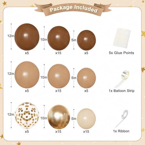 Brown Birthday Decorations, Brown Tan Beige Gold Foil Confetti Balloons Happy Birthday Banner Gold Butterfly Fringe Curtains Birthday Decorations for Women Girls - Thumbnail 2